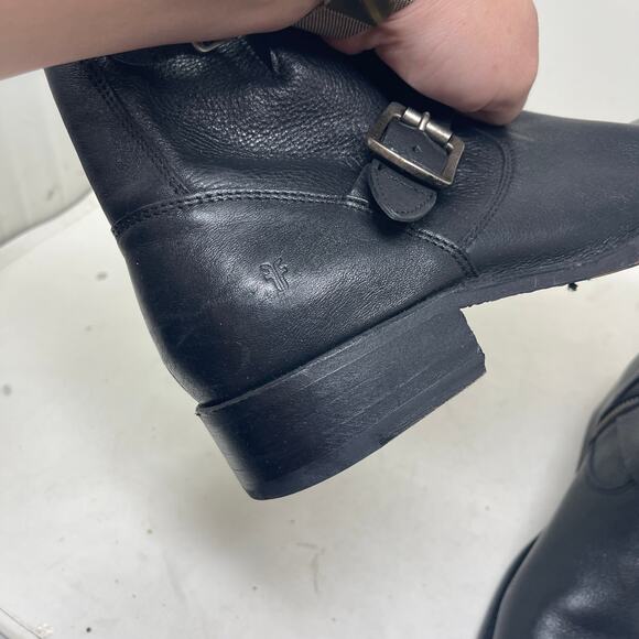 Frye Vicky Black Leather harness Boots Sz 9 - Picture 6 of 6